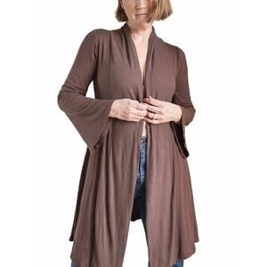 Green Dragon Brown Cardigan Yoga Athleisure Drape Open Front Size Small Comfort